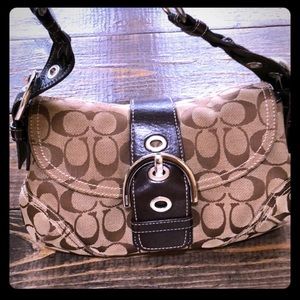 Coach Signature Small Jacquard/Leather Bag. EUC!